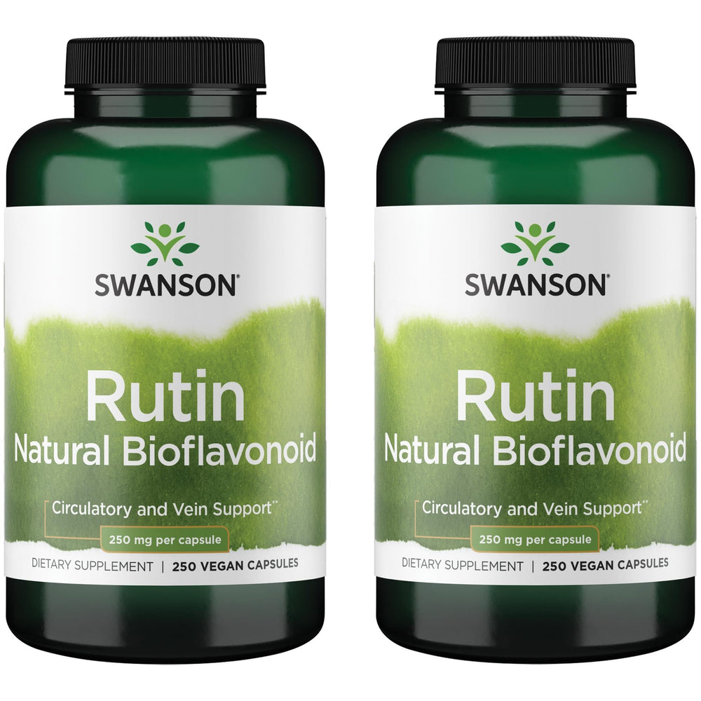 Swanson Rutin bottle front view highlights capsule format for easy daily dosing.