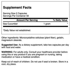 Swanson Sea Cucumber capsules 500mg ready for easy daily supplementation.