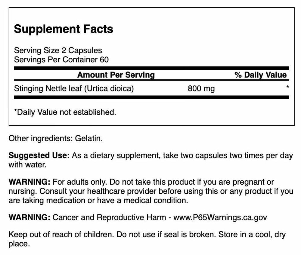 Swanson nettle leaf capsules for everyday wellness and urinary comfort