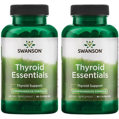 Swanson Thyroid Essentials bottle front with capsules for daily thyroid support