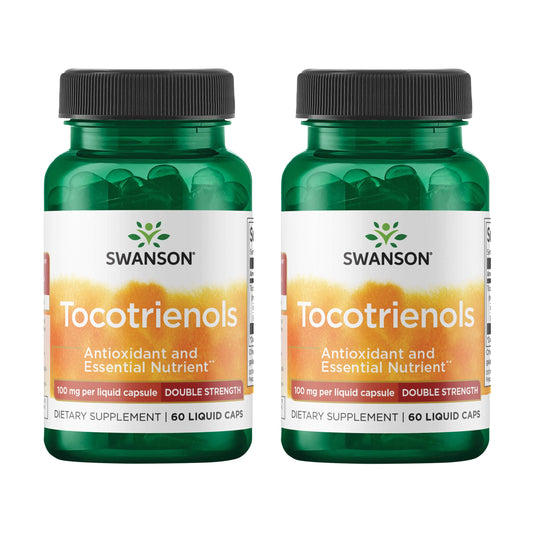 Swanson Tocotrienols bottle front highlighting delta- and gamma-tocotrienols for antioxidant protection