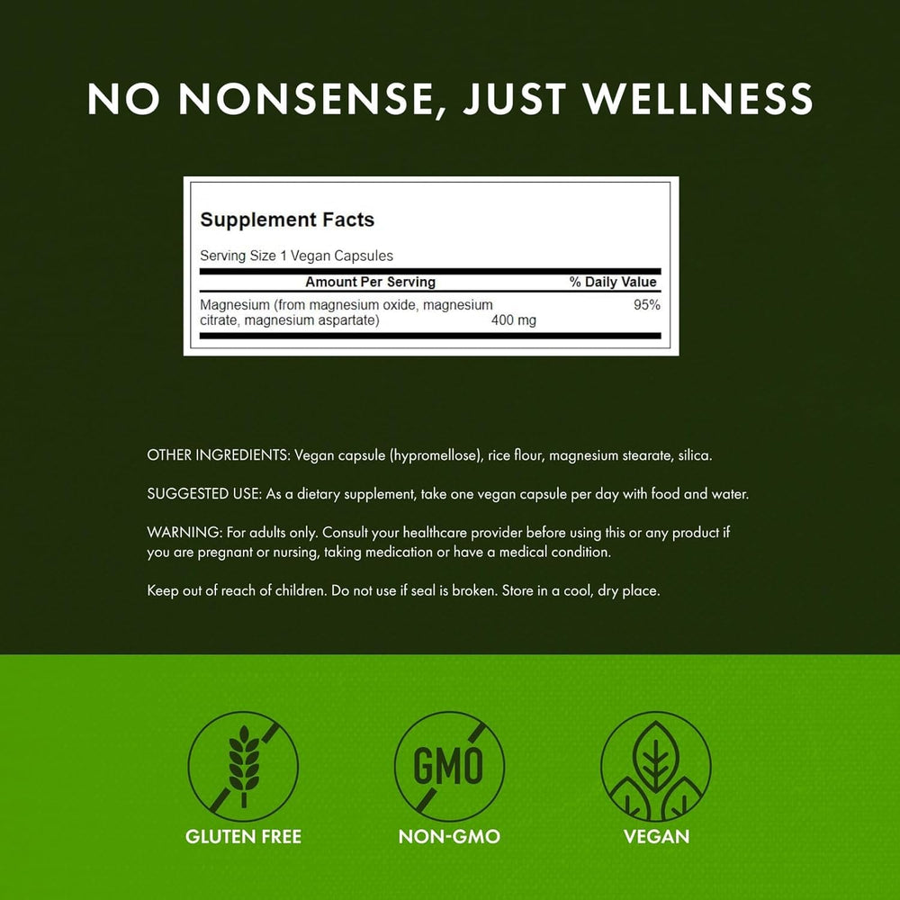 Swanson Triple Magnesium Complex capsules close-up; supports daily energy.