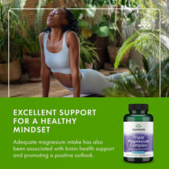 Swanson Triple Magnesium Complex bottle with capsules ready for daily use.