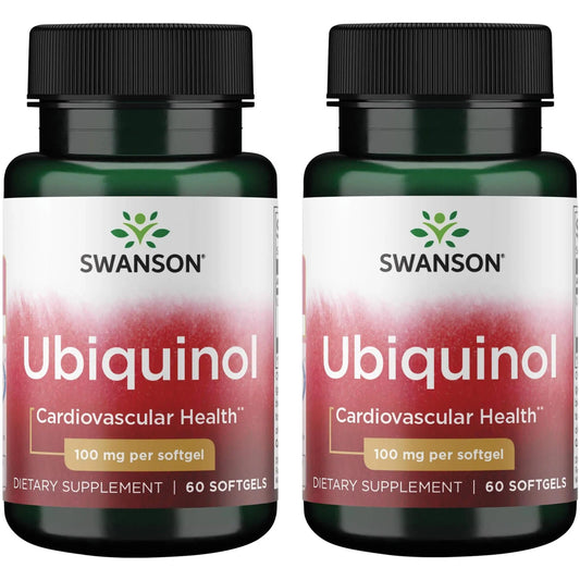 Swanson ubiquinol 100 mg bottle label shown for daily supplement use