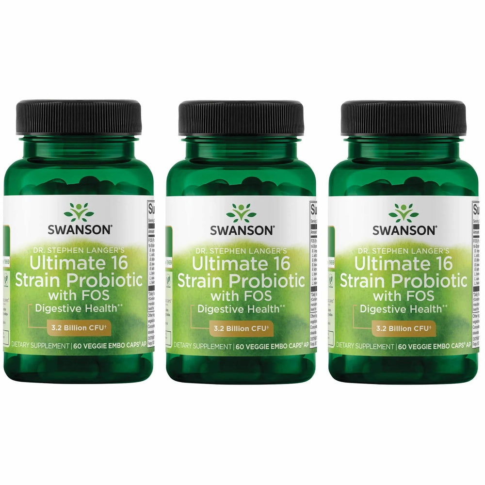 Swanson Ultimate 16-Strain Probiotic bottle front view for daily digestive support.