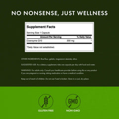 Swanson Ultra CoQ10 closeup label with 200 mg per capsule specification