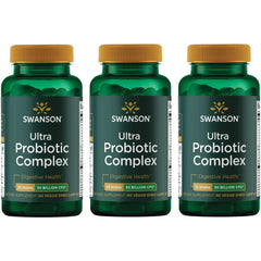 Swanson Ultra Probiotic Complex bottle front showing 60 capsules for daily digestive support