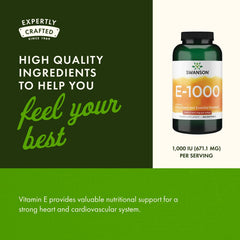 Swanson Vitamin E 1000 IU two-pack box emphasizes value and consistency