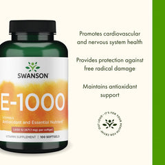 Swanson Vitamin E packaging front view conveys trusted, GMP-certified production.