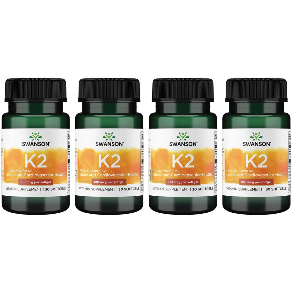 Swanson Vitamin K2 Menaquinone-7 bottle, natto-derived, supports calcium regulation.