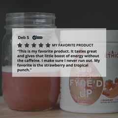 Prepared Sweat Ethic FYRE’D UP Raspberry Lemonade drink for flavorful energy