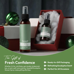 SweatyB eucalyptus shower spray travel-size fits gym bag on the go.