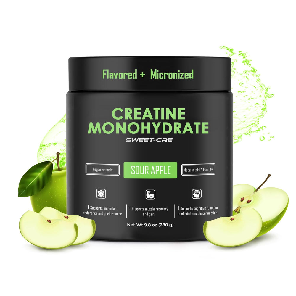Sweet Cre Creatine Monohydrate Fruit Punch powder shown for smooth mixing and flavor