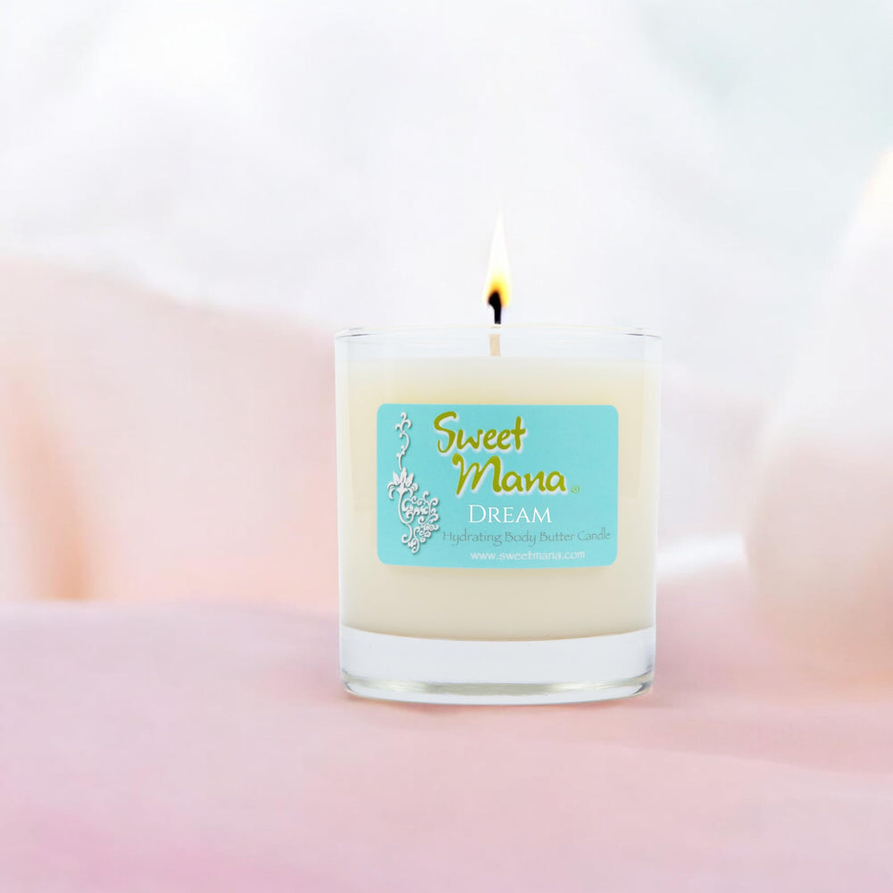 Sweet Mana Dream Lotion Candle soft skin – hydrating oil for massage and spa rituals.