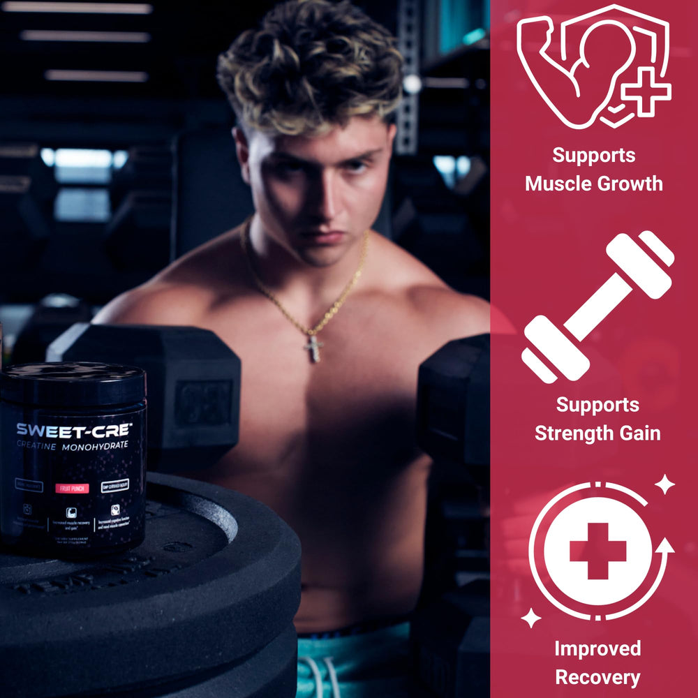 SweetCre Creatine Monohydrate micronized powder with smooth texture
