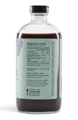 Sweet's Elderberry Shrub label close-up shows elderberry content and organic sourcing.