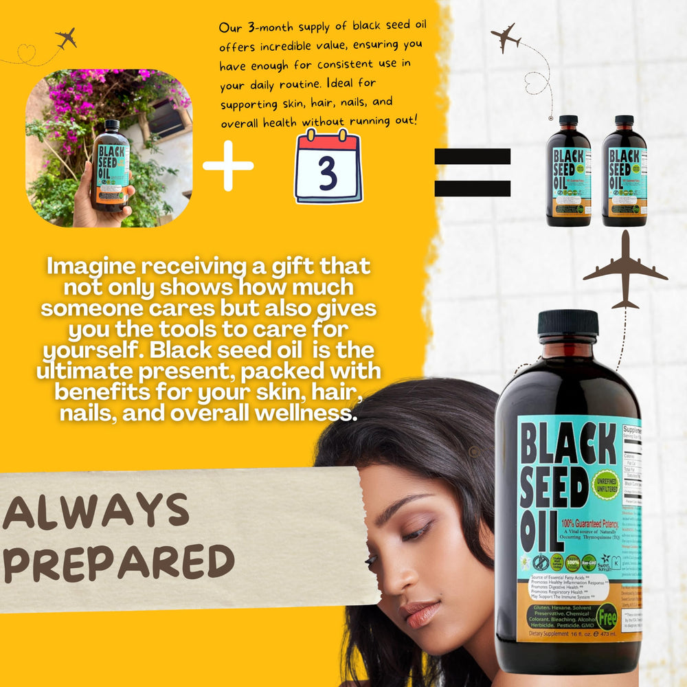Sweet Sunnah Black Seed Oil bottle on counter with natural lighting