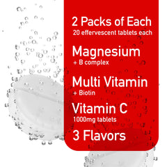 Swiss Imports effervescent variety pack tablets close-up with easy dissolution and daily support.