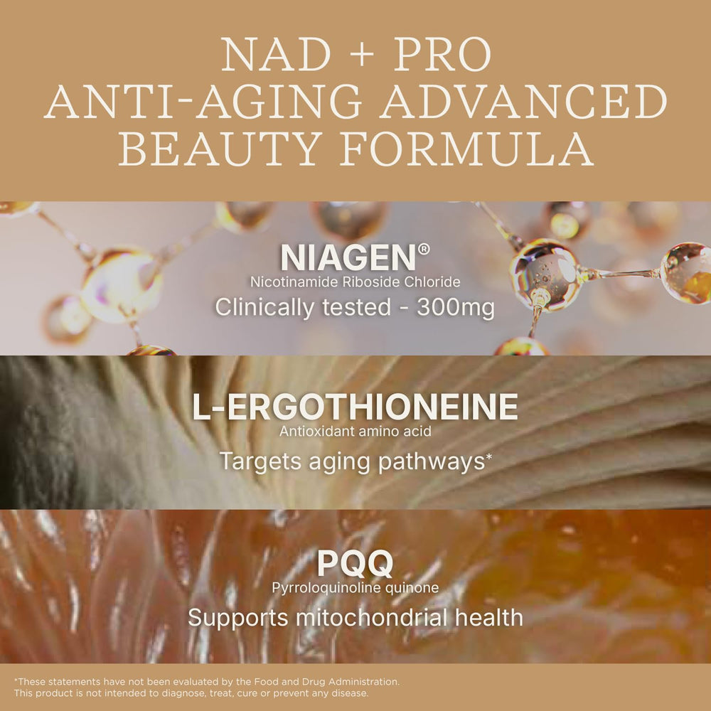 Front packaging conveys clinical-grade ingredients for beauty and vitality.
