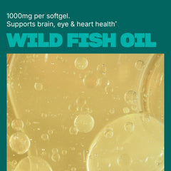 Swisse Wild Fish Oil bottle label highlights 1000 mg per softgel.