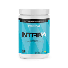 Swolverine Intra Tropical Blast bottle shown for workout hydration and performance support.
