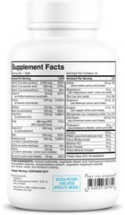 Swolverine multivitamin label close-up showing chelated minerals for better absorption and GI comfort.