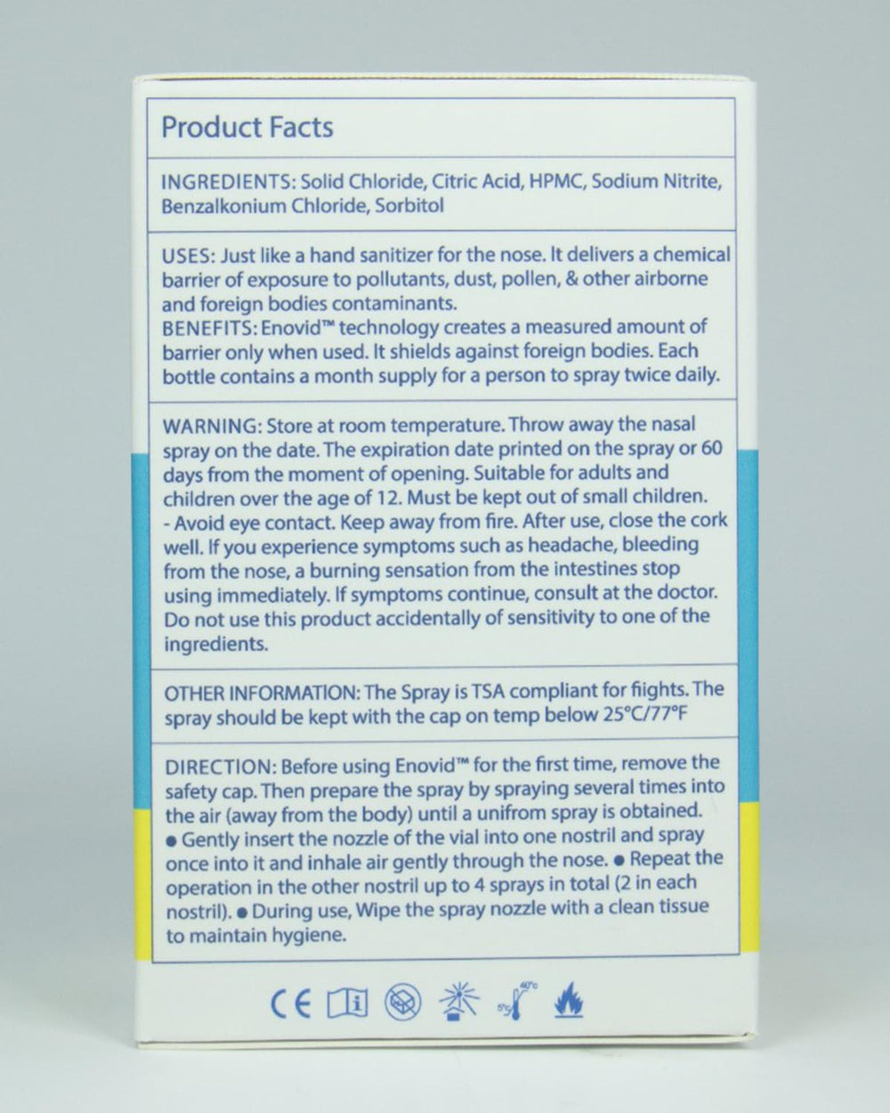 Symo Kane Enovid ingredients list shows saline base with gentle components.