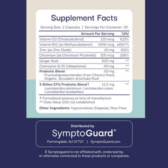 SymptoGuard GLP-1 packaging emphasizing a simple daily routine.