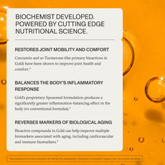 Synchro Gold bottle label showcases medical-grade, full-spectrum turmeric profile.