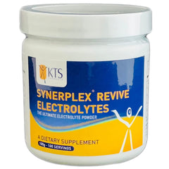 Synerplex Revive electrolyte powder jar for daily hydration and mineral balance.