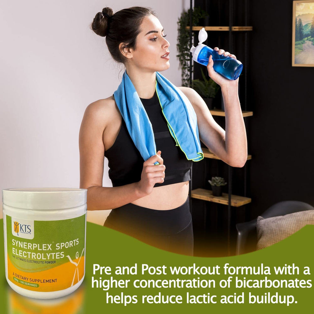 Synerplex powder stirred into a glass after a workout for recovery.