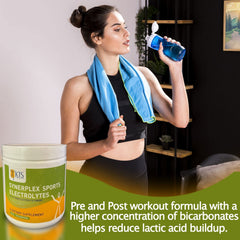 Synerplex powder stirred into a glass after a workout for recovery.