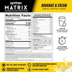 Syntrax Matrix banana cream shake in a blender highlights creamy texture for smoothies.