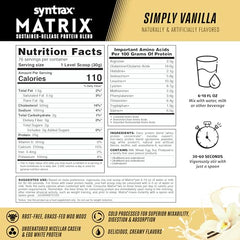 Syntrax Matrix instant mix dissolves quickly in water or milk for easy shakes.