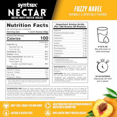 Syntrax Nectar fruit-flavor shake glass highlights juice-like flavor and instant mixing.