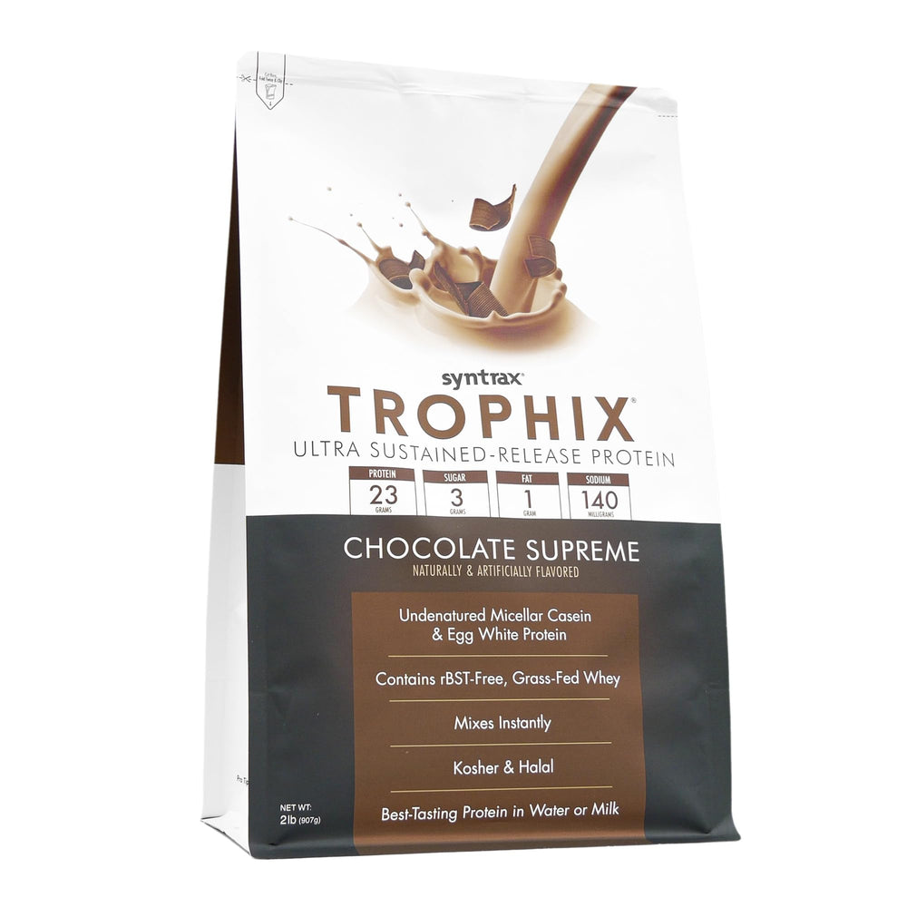 Syntrax Trophix chocolate protein shaker ready for a quick shake.