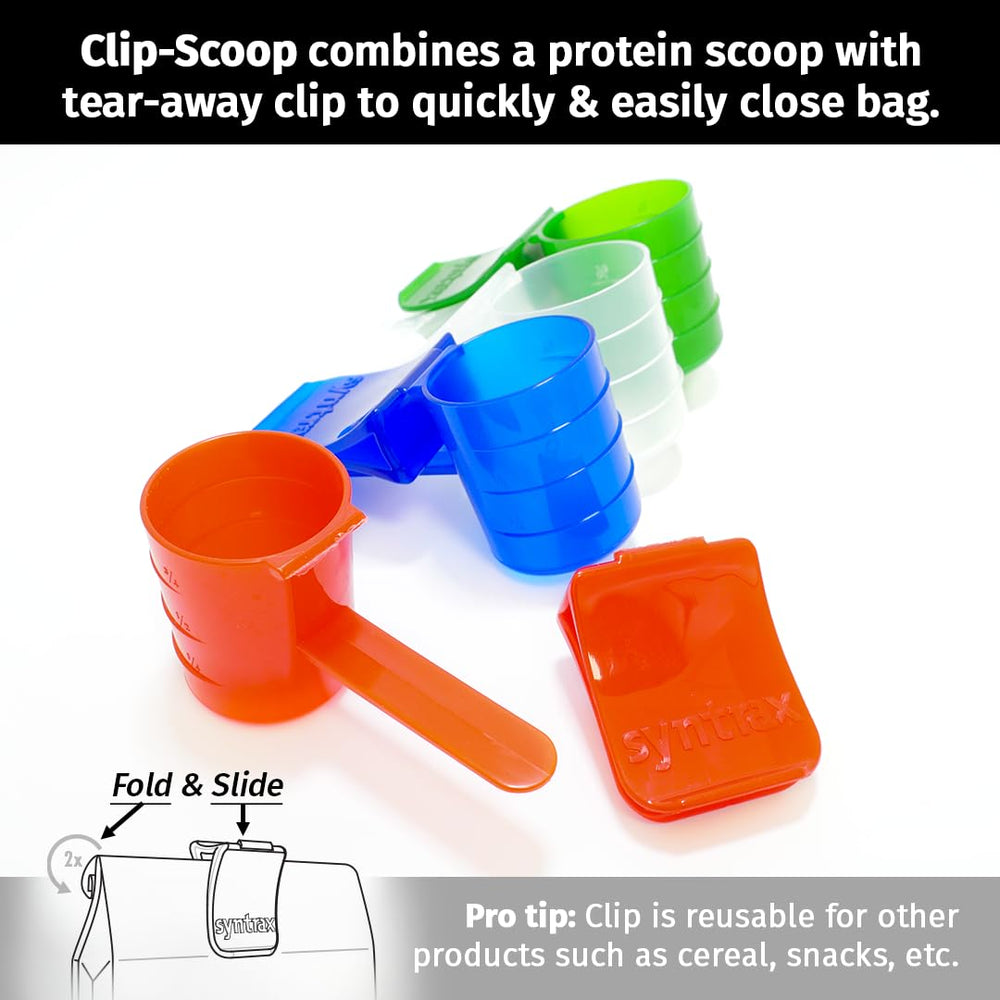 Syntrax Trophix tub with scoop, ideal for meals.
