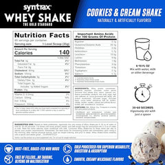 Syntrax Whey Shake close-up of cookie pieces in shake.