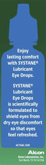 Systane packaging box close-up emphasizes long-lasting moisture.