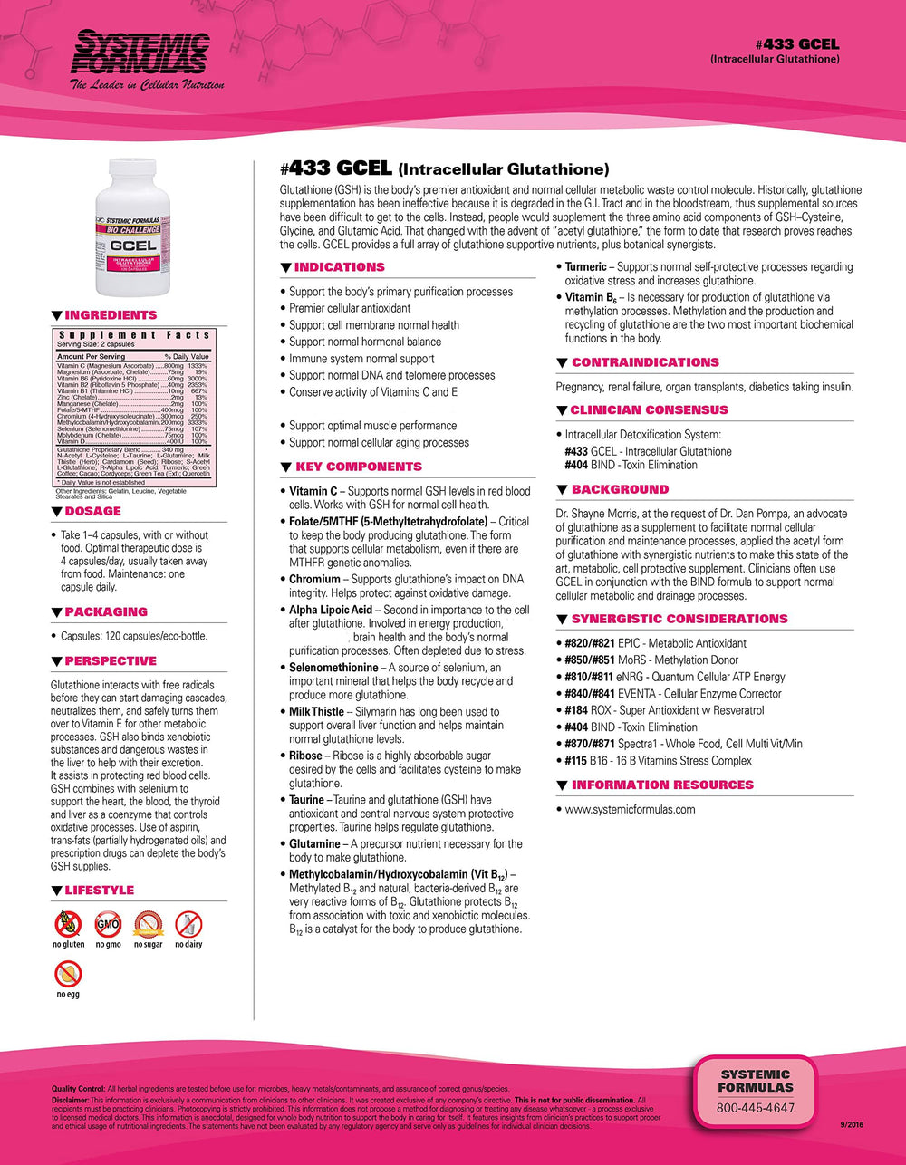 Systemic Formulas GCEL bottle back with label details for informed use.
