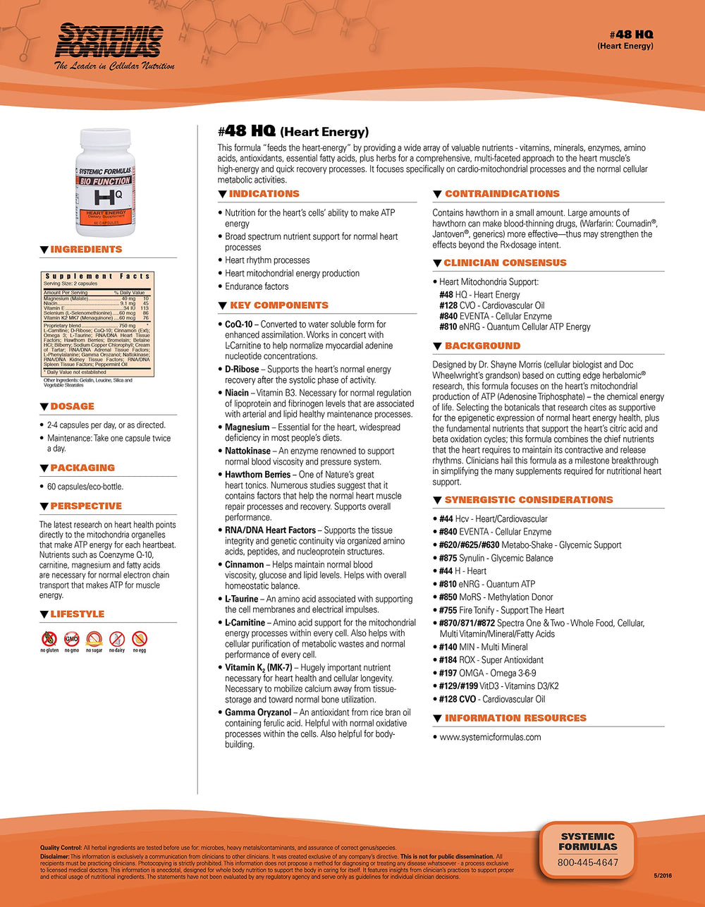 Systemic Formulas Heart Energy label closeup for quick ingredient recognition.