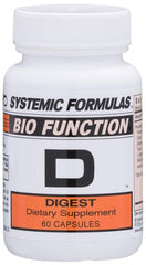 Systemic Formulas D - Digest bottle front for daily enzyme support with meals