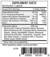 Systemic Formulas DB12 Digest tablets close-up highlighting intake and daily use