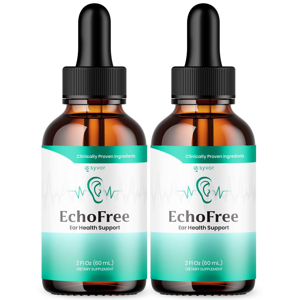 Syvor Echo Free Drops bottle front for natural ear health support.