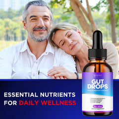 Syvor Gut Drops label close-up highlighting natural ingredients for daily wellness.