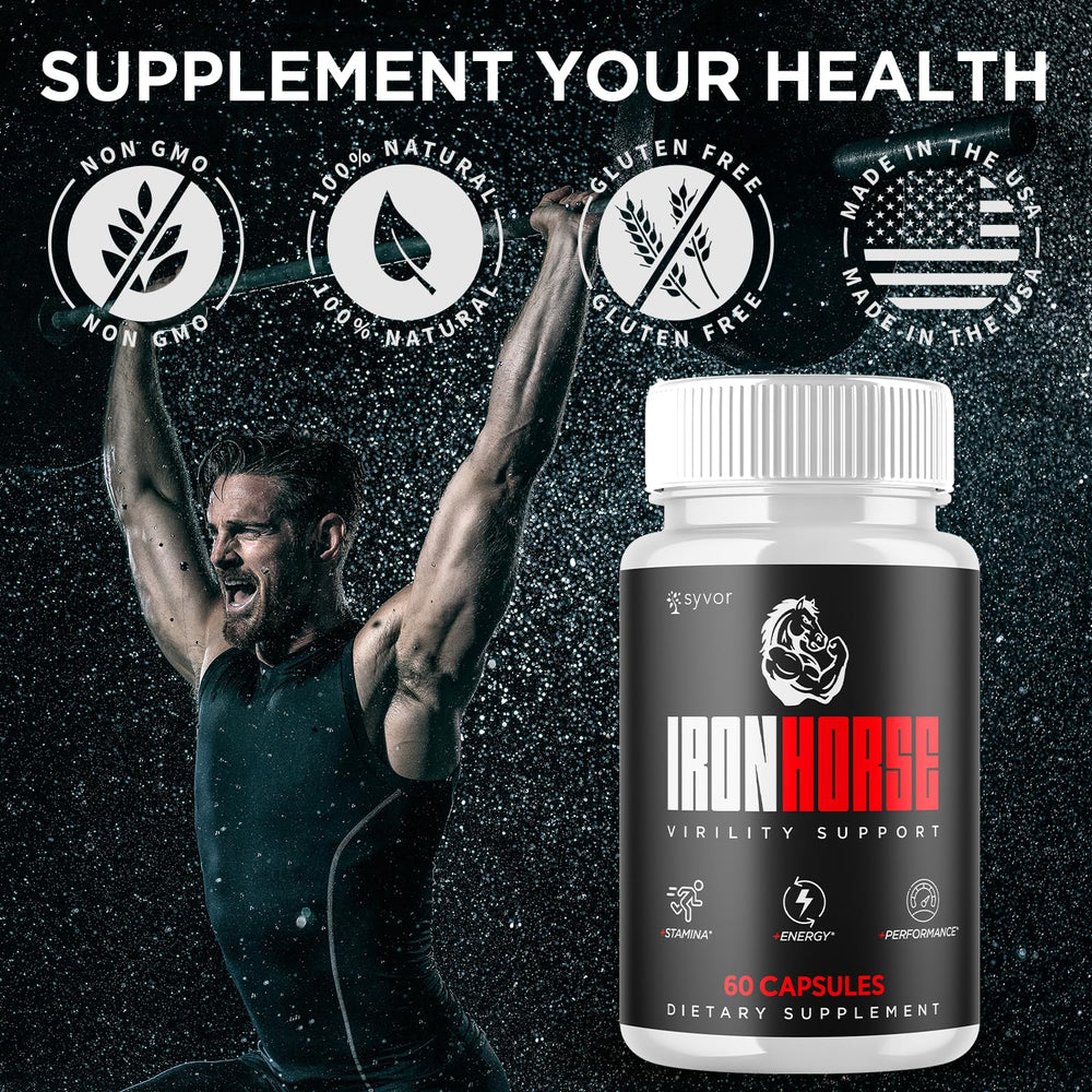 Syvor Iron Horse pills tablets close-up, smooth capsules