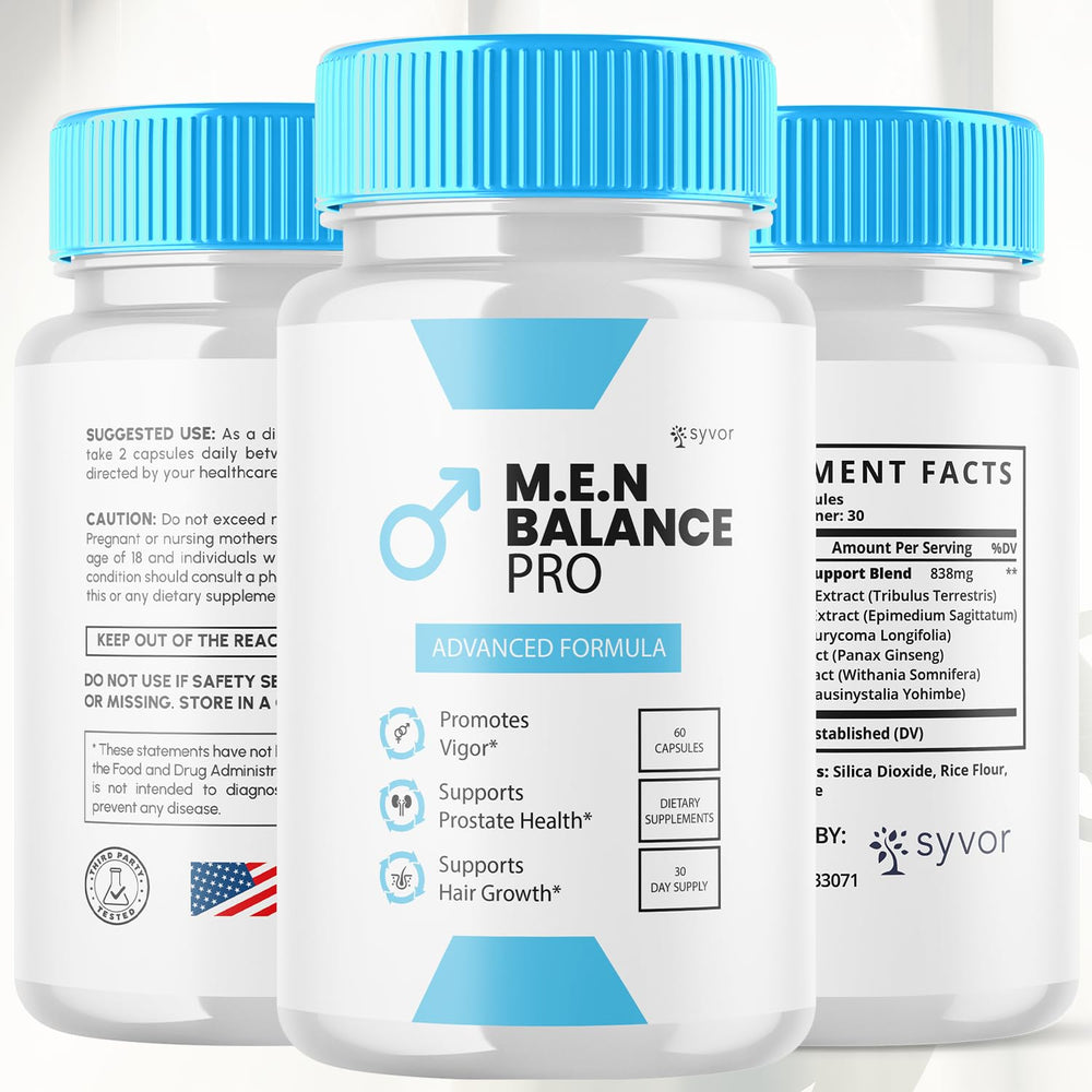 Syvor M.E.N Balance Pro pack front promotes reliable daily routine.