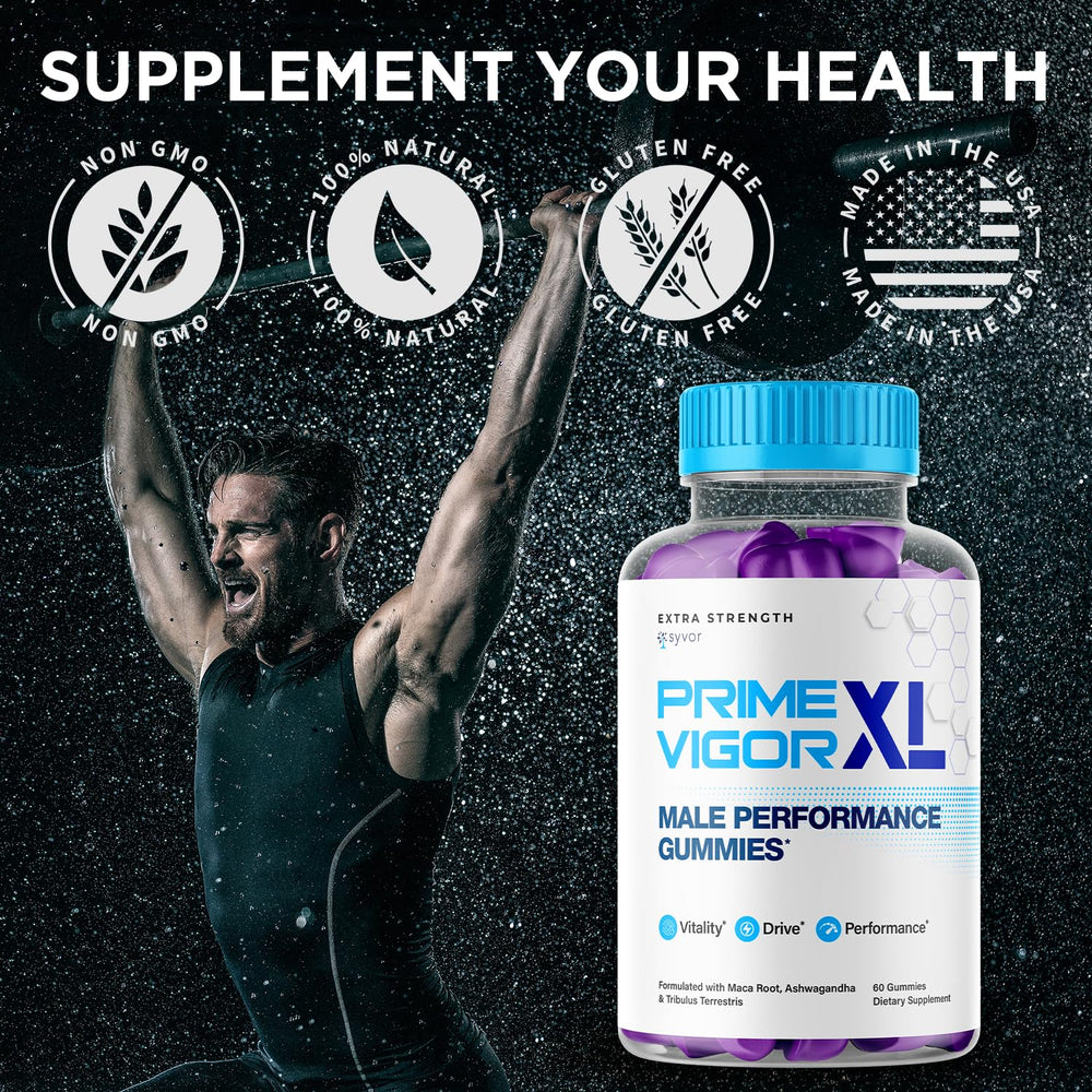 Prime Vigor XL ingredients label visible on the bottle.