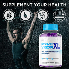 Prime Vigor XL ingredients label visible on the bottle.