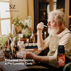 Dark Patchouli oil’s amber hue signals aged richness and premium quality from Sz Essentials.
